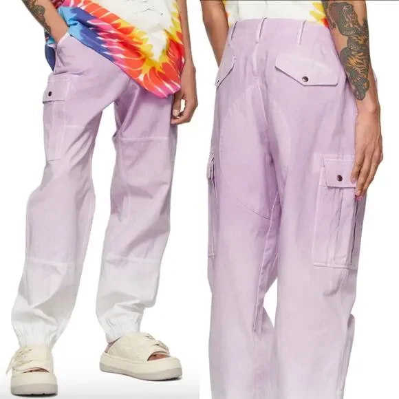 Faith Connexion Men's Purple Tie Dye Cargo Pants Size IT 52 US Size XL - Picture 1 of 16